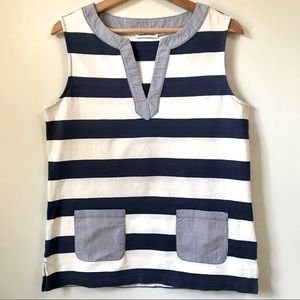 Vineyard Vines Blue & White Stripe V-Neck Sleeveless Tank Top, Size M